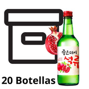 Bebida Coreana Licor de Arroz Buen Día Soju Sabor de Granada una Caja de 20 Botellas